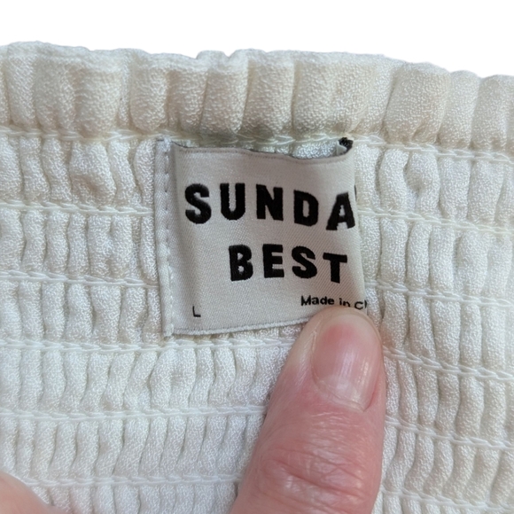 Aritzia Sunday Best Sinatra Blouse Coquette White Ruched Puff Sleeves Women's L - Picture 4 of 13